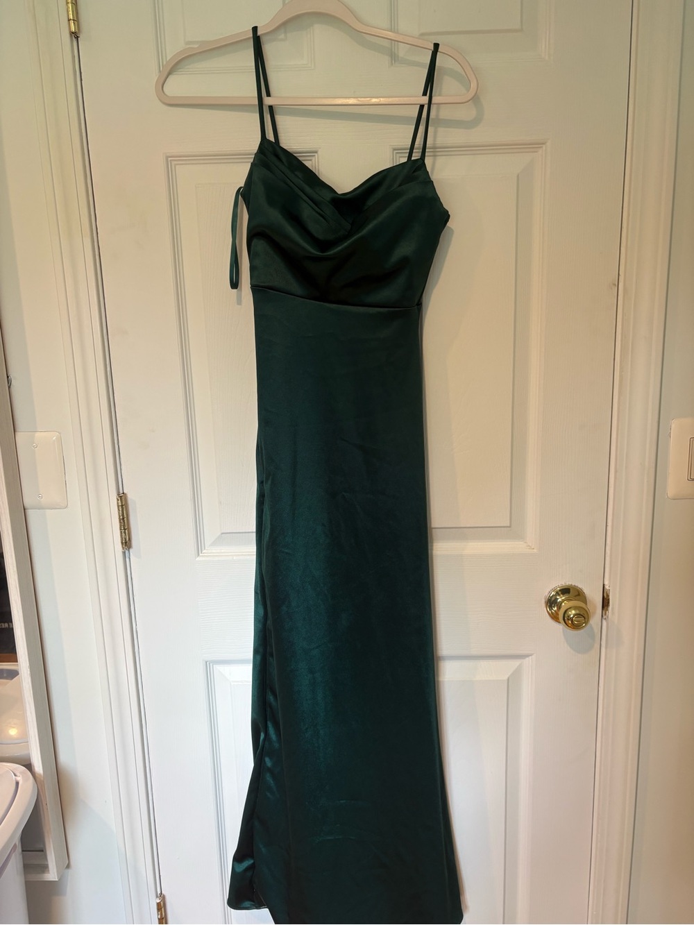 Windsor Dark Green Satin Cowl Neck Slip Gown